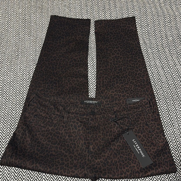 Liverpool Pants - Liverpool Cheetah Print Ponte Pants - Black/Brown - Size 12/31 Petite - NWT